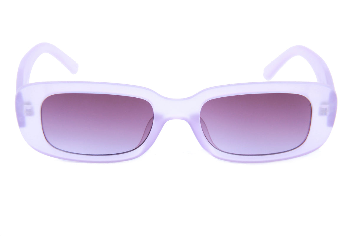 Hoven Zeen Sunglasses Melrose Collection White Gloss Wrap Frames Purple Gradient Clear Oversized Acetate Trapezoid Gradient Sunglasses with  main image 3