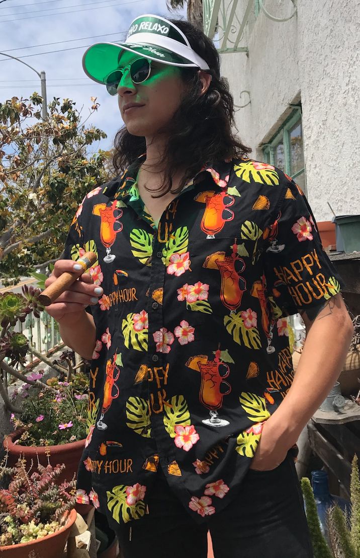 Happy Hour Shades | Tiki Room Button Up | Black, image size:716x1108